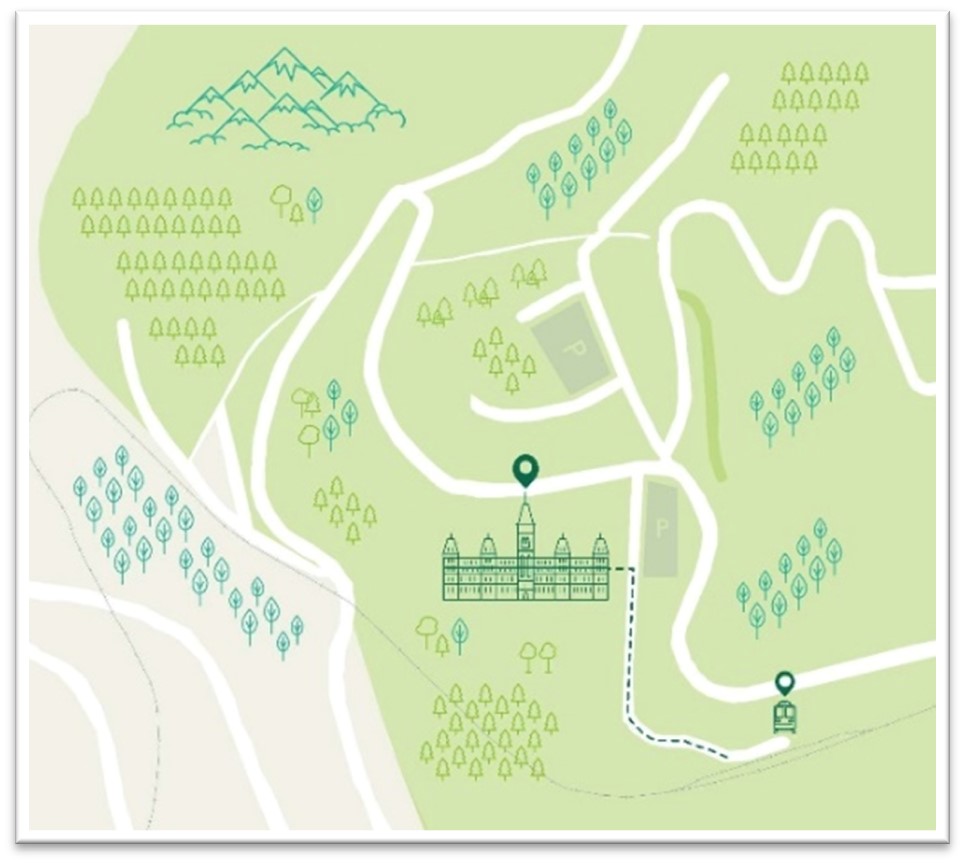 Designated car parks near the Caux Palace